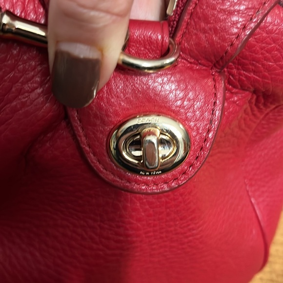 Coach Cherry Red Pebble Leather Bennett Satchel w/ Crossbody Strap - Picture 12 of 12